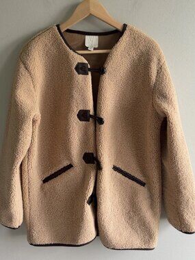 Joie Tan Faux Shearling Sherpa Toggle Coat Jacket Beige Size Small Women’s